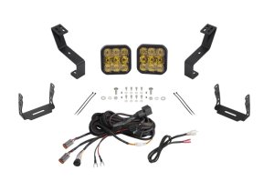 Ram 1500 LED Pods - Front - Diode Dynamics - SS5 Bumper LED Pod Light Kit - Amber Backlight - Yellow - `19-`24